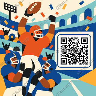 Geometric Confetti Victory artwork with a customizable QR code area