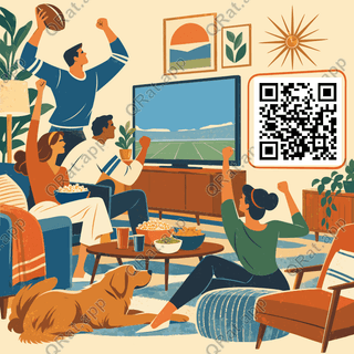 Sunday Family Watch Party artwork with a customizable QR code area