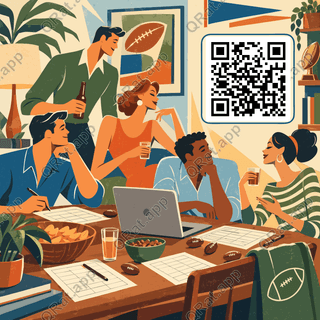 Fantasy Draft Night artwork with a customizable QR code area