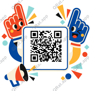 Foam-Finger Fan Frame artwork with a customizable QR code area