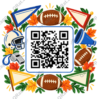 Football Gear Wreath artwork with a customizable QR code area