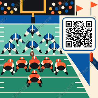 Geometric Goal-Line Stand artwork with a customizable QR code area