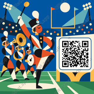 Geometric Halftime Band artwork with a customizable QR code area