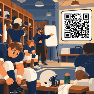 Pregame Locker Room artwork with a customizable QR code area