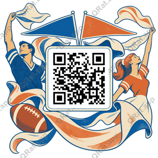 Pennant and Rally-Towel Frame artwork with a customizable QR code area