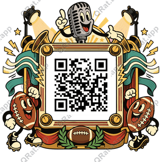 Football Radio-Dial Frame artwork with a customizable QR code area