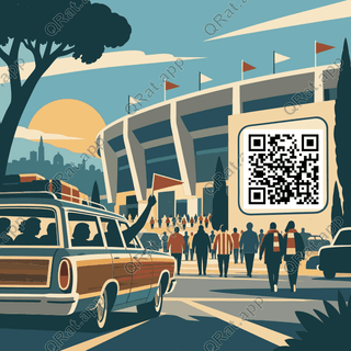 Away-Game Road Trip artwork with a customizable QR code area
