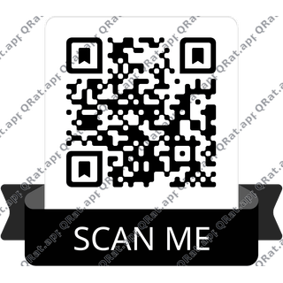 Ribbon QR Frame surrounding a customizable QR code