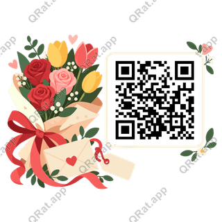 Bouquet Messenger artwork with a customizable QR code area