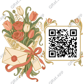 Bouquet Messenger artwork with a customizable QR code area
