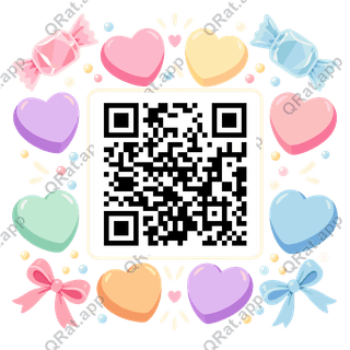 Candy-Heart Frame artwork with a customizable QR code area