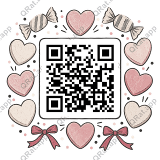 Candy-Heart Frame artwork with a customizable QR code area