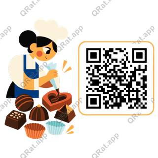 Chocolate Maker artwork with a customizable QR code area