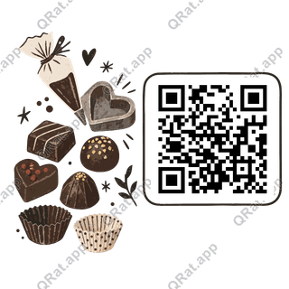 Chocolate Maker artwork with a customizable QR code area