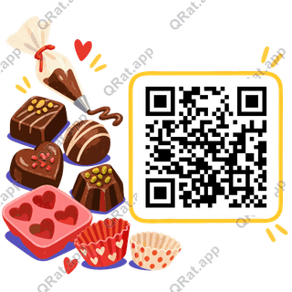 Chocolate Maker artwork with a customizable QR code area