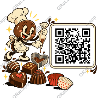 Chocolate Maker artwork with a customizable QR code area