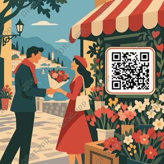 City Flower Market artwork with a customizable QR code area