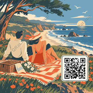 Cliffside Picnic artwork with a customizable QR code area
