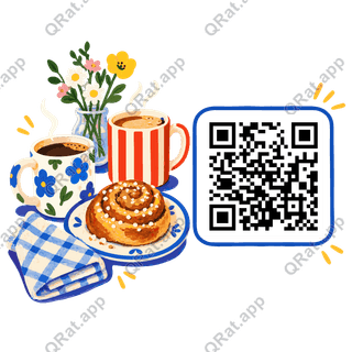 Cozy Coffee Date artwork with a customizable QR code area