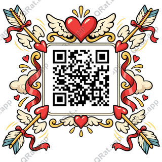 Cupid s Arrow artwork with a customizable QR code area
