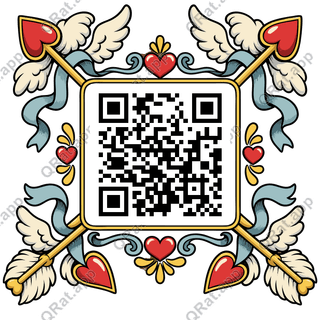 Cupid-Arrow Frame artwork with a customizable QR code area