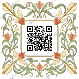 Cupid-Arrow Frame artwork with a customizable QR code area