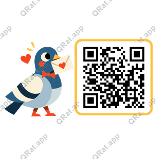 Cupid Pigeon artwork with a customizable QR code area