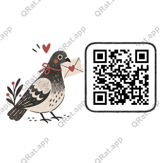 Cupid Pigeon artwork with a customizable QR code area