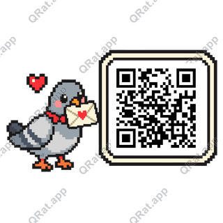 Cupid Pigeon artwork with a customizable QR code area