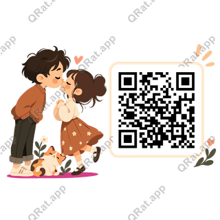 Kiss artwork with a customizable QR code area