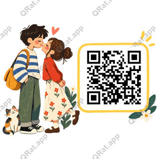 Kiss artwork with a customizable QR code area