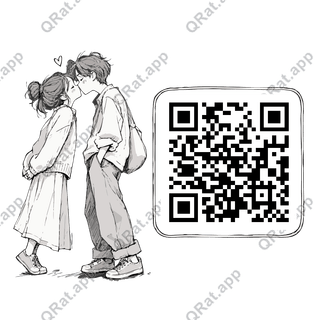 Kiss artwork with a customizable QR code area