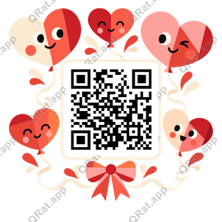 Heart Balloons artwork with a customizable QR code area
