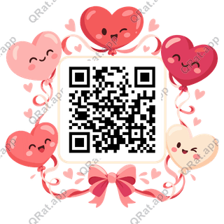 Heart Balloons artwork with a customizable QR code area