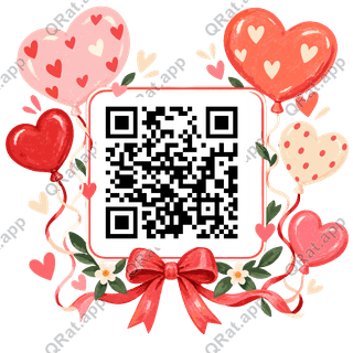 Heart Balloons artwork with a customizable QR code area