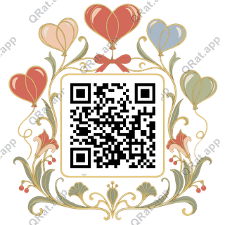Heart Balloons artwork with a customizable QR code area