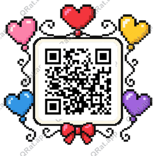 Heart Balloons artwork with a customizable QR code area