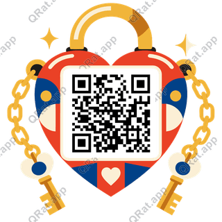 Heart-Lock Frame artwork with a customizable QR code area