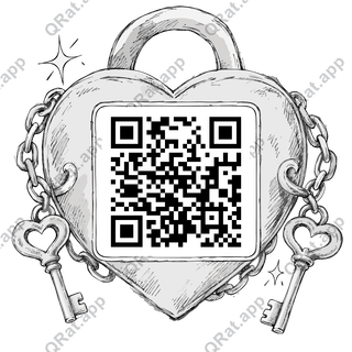 Heart-Lock Frame artwork with a customizable QR code area