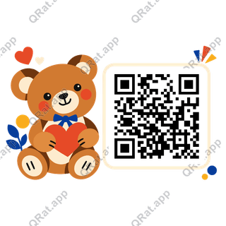 Teddy Bear artwork with a customizable QR code area