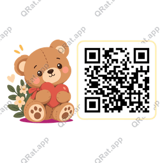 Teddy Bear artwork with a customizable QR code area