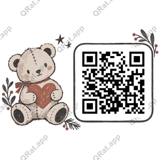Teddy Bear artwork with a customizable QR code area