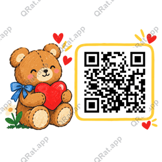 Teddy Bear artwork with a customizable QR code area
