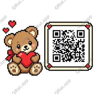 Teddy Bear artwork with a customizable QR code area
