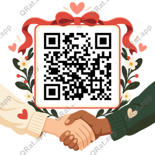 Holding Hands artwork with a customizable QR code area