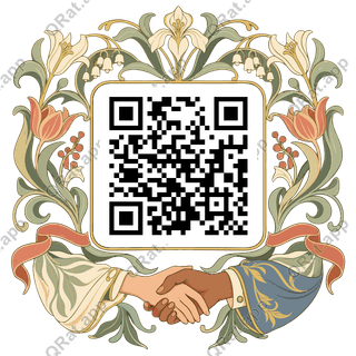 Holding Hands artwork with a customizable QR code area