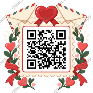 Love-Postage Frame artwork with a customizable QR code area