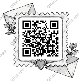 Love-Postage Frame artwork with a customizable QR code area