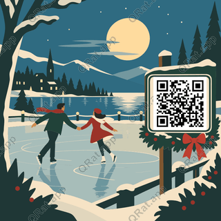 Moonlit Skating Date artwork with a customizable QR code area