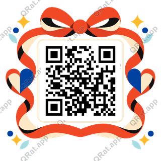 Ribbon-Heart Frame artwork with a customizable QR code area